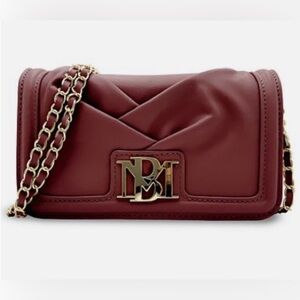 Badgley Mischka Pleated Crossbody Bag in Wine